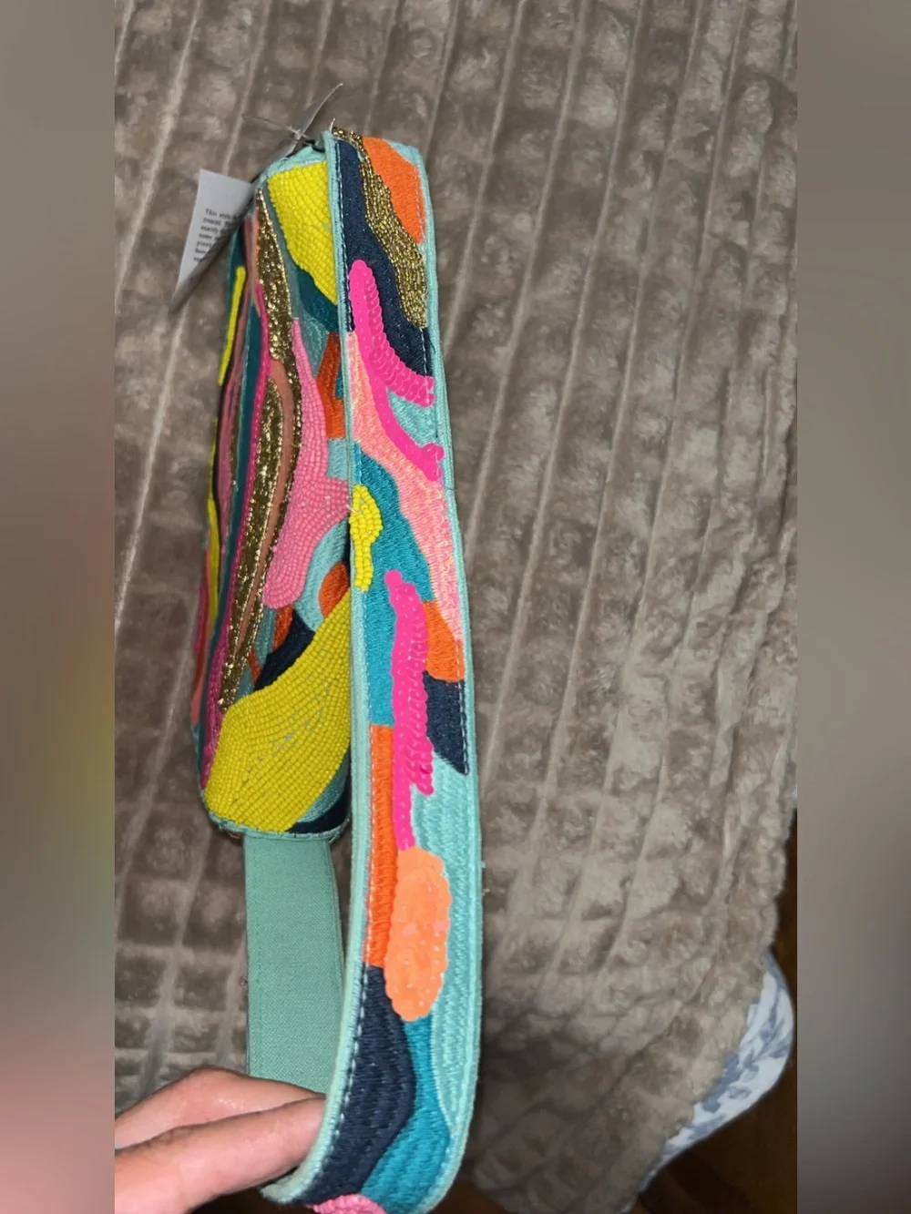 NWT Beaded - America & Beyond Vibrant Multicolor Shoulder Bag with Teal Strap